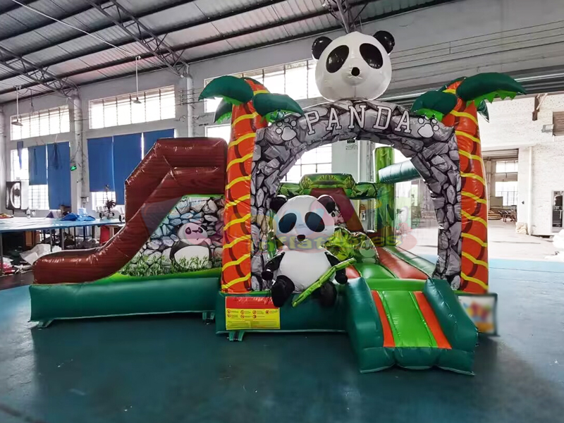 Casa de salto para festa infantil comercial por atacado combo bouncer castelo inflável de panda