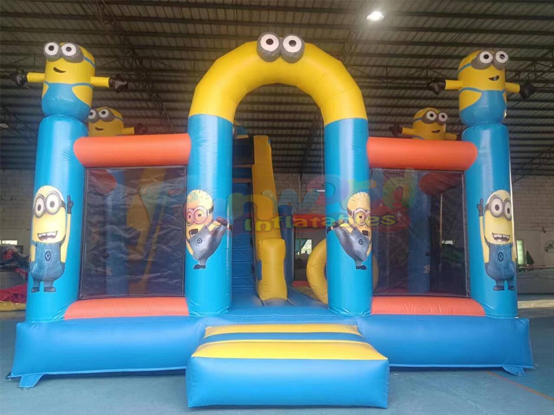 Festa ao ar livre crianças inflável bounce house slide comercial inflável minion combo park