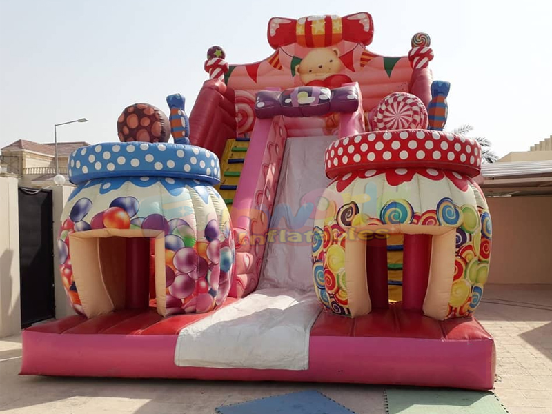 Ao ar livre crianças festa combo bouncer castelo inflável comercial candland slide seco