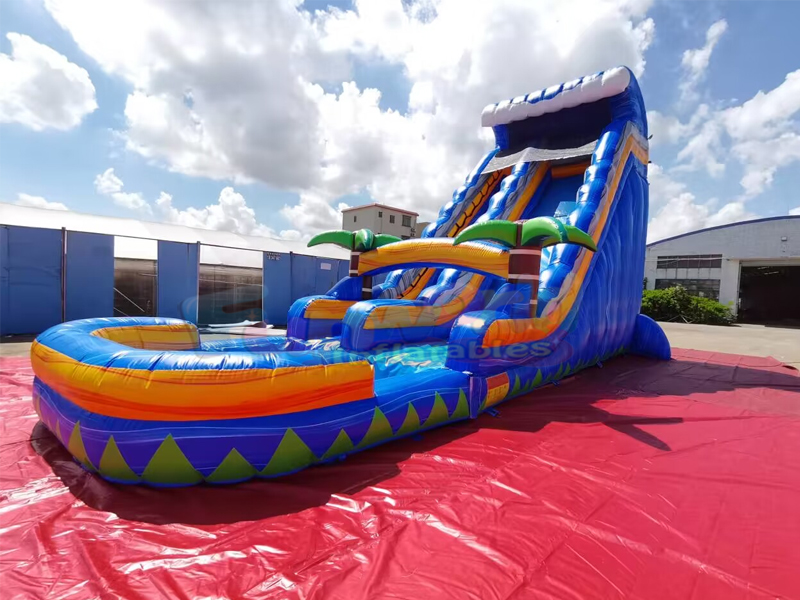 Casa de salto de festa castelo inflável comercial corrediça de água tropical inflável para crianças