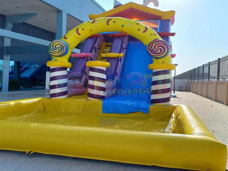 Casa de salto inflável comercial para festa de verão infantil, corrediça de água comercial com pisci