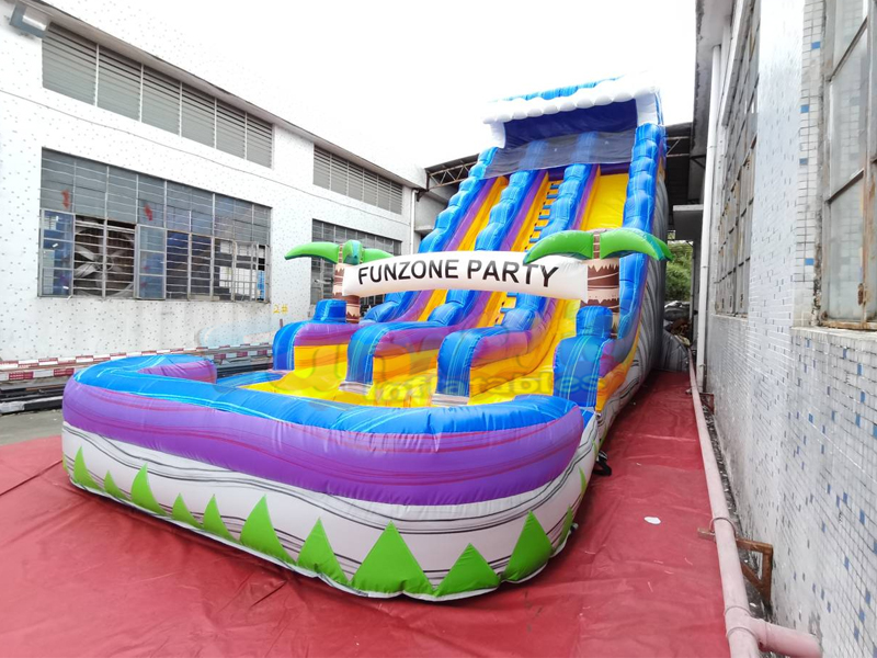Casa de rebote para niños de doble carril con piscina, tobogán acuático inflable comercial para fies