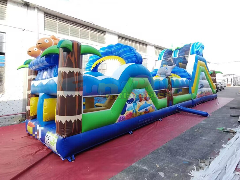 Castillo de salto para fiesta, casa de rebote comercial para niños, carrera de obstáculos inflable p