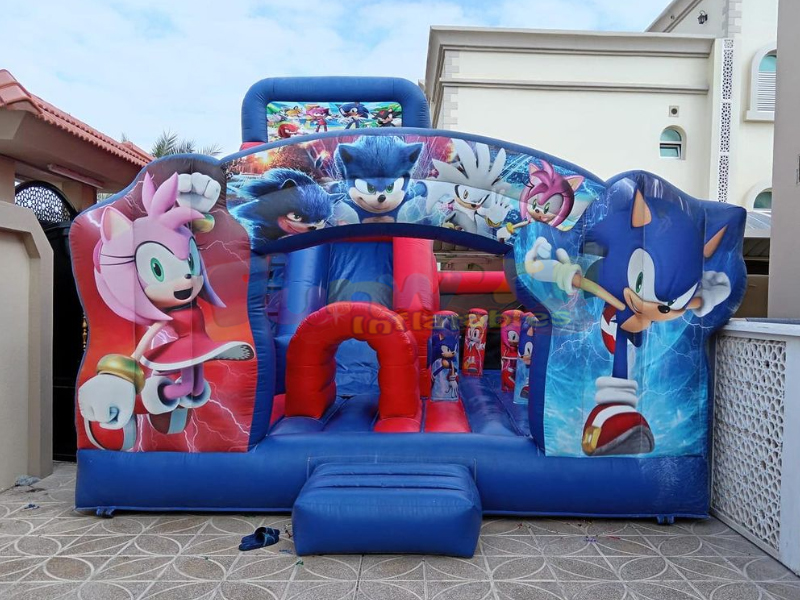Hüpfburg für Kinderpartys im Freien mit aufblasbarem Sonic-Combo-Park mit Rutsche
