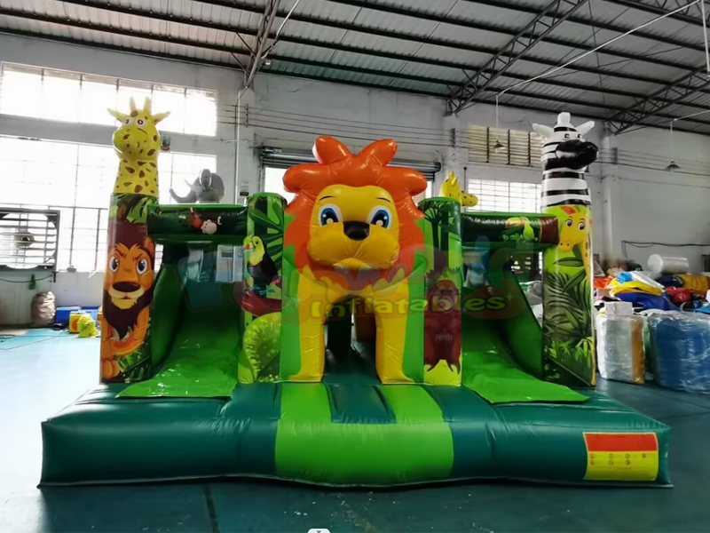 Commercieel springkasteel voor kinderen, opblaasbaar safari-springkasteel van hupfburg