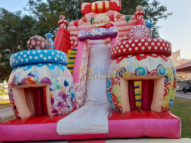 Château gonflable commercial de videur combiné de fête d'enfants en plein air toboggan sec de bougi