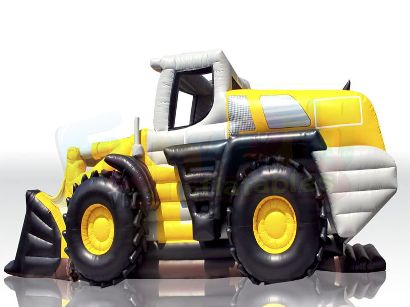 Enfants attrayant vert gonflable tracteur remorque parcours de course d'obstacles