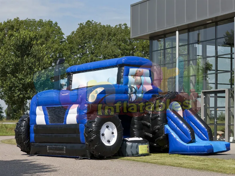 Kids inflatable bounce tractor bouncy castle with slide inflatable bouncy castle