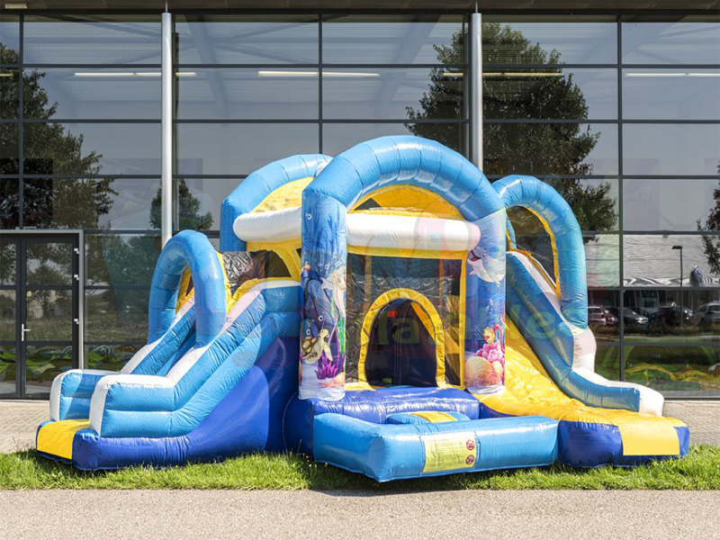 Kids ocean dolphin jumper sliding inflatable palyground castle bounce house