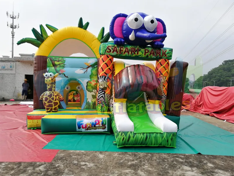 Éléphant pas cher maison de rebond gonflable parc d'amusement toboggan maison de rebond