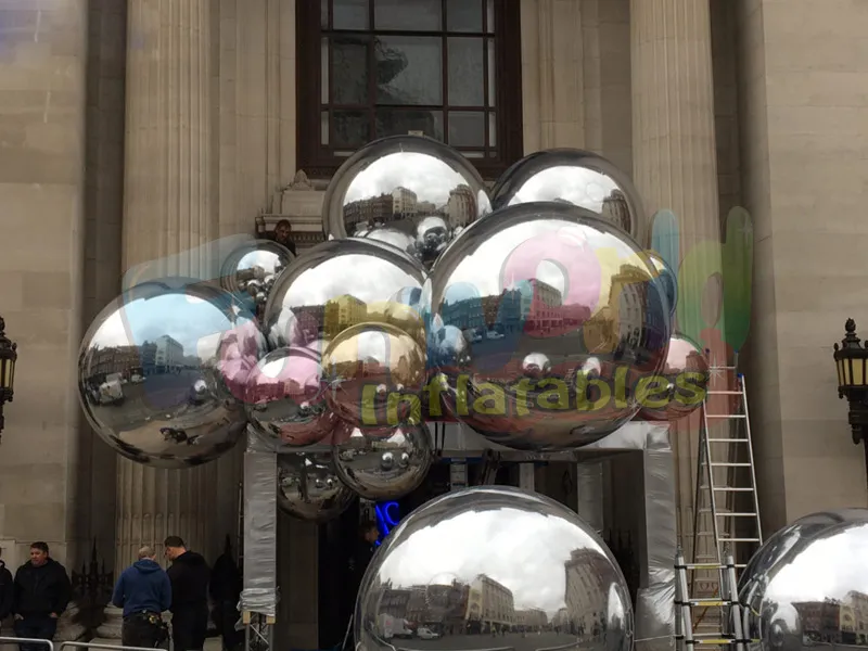 Commercial inflatable chrome spheres helium spheres inflatable mirror balls for sale