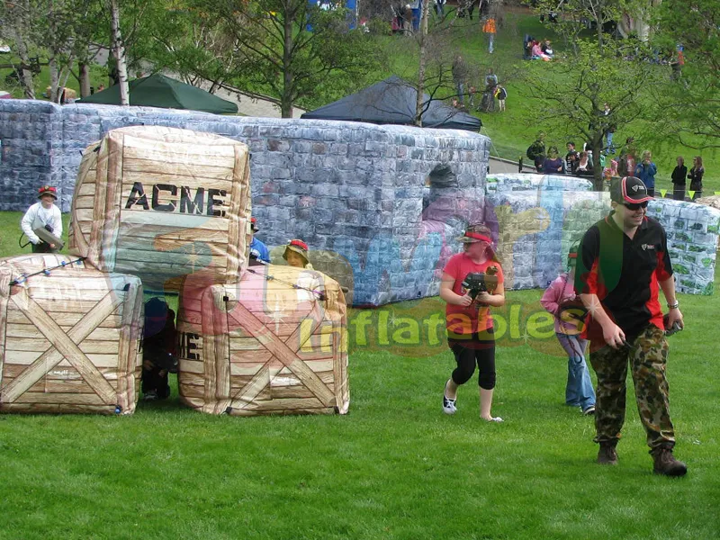Campo de batalla inflable de láser inflable personalizado para equipos de juegos de paintball móvile