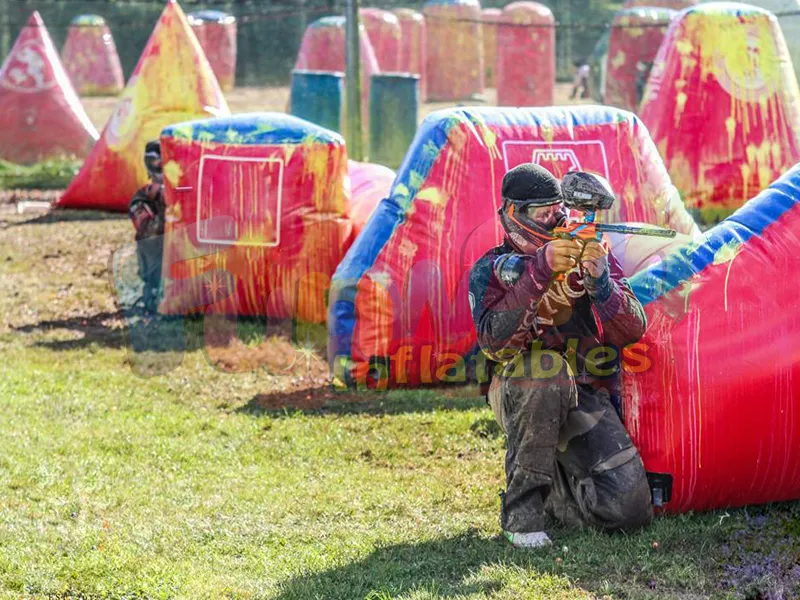 Láser al aire libre pintura pintura juegos de disparos triángulo inflable bunkers paintball