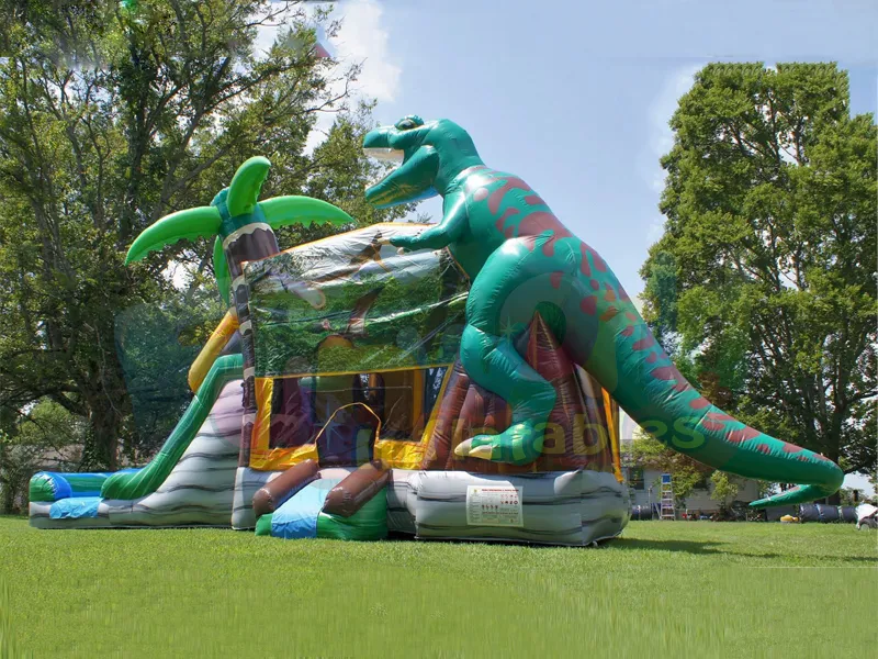 Jurassic dinozor parkı şişme su kaydırağı combo sıçrama evi slayt ile