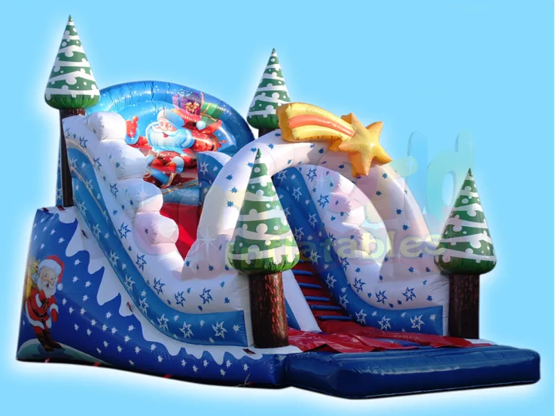 2019 Yeni tasarım noel şişme açık havada animasyon şişme slayt