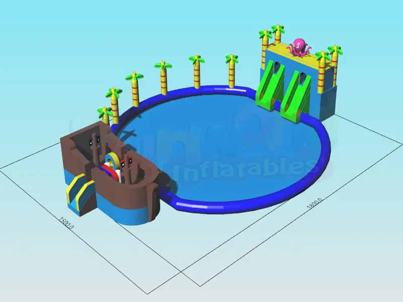 Ticari sınıf okyanus dünya tema mega su parkı şişme havuz su kaydırağı