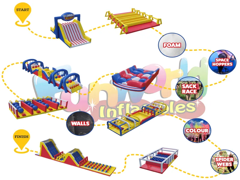 China 5K death drops mega slide obstacle  boot camp inflatable obstacle course for sale