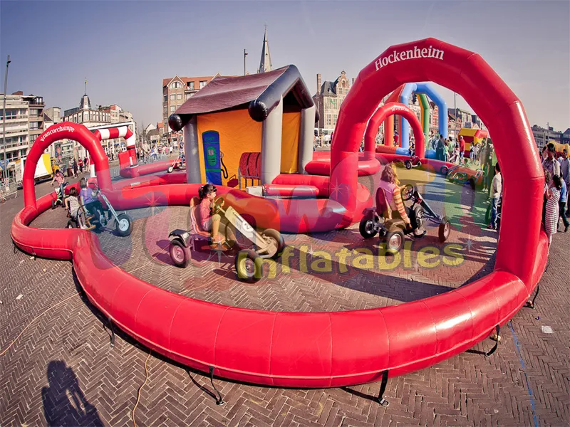 Ticari sınıf formül 1 şişme yarış pisti şişme go kart parça